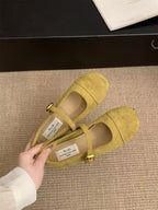 Damen Ballerinas mit modischem Riemchen und goldener Schnalle R&B