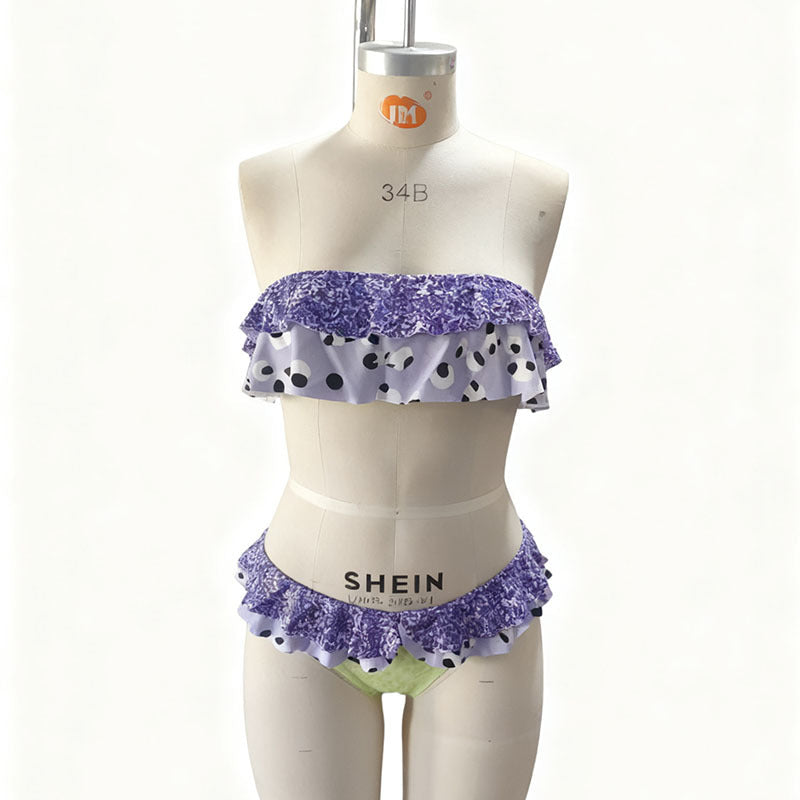 Damen Bandeau-Bikini-Set mit Rüschendetails R&B