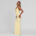 Damen Maxikleid mit tiefem V-Ausschnitt und modischem Wickeldesign R&B