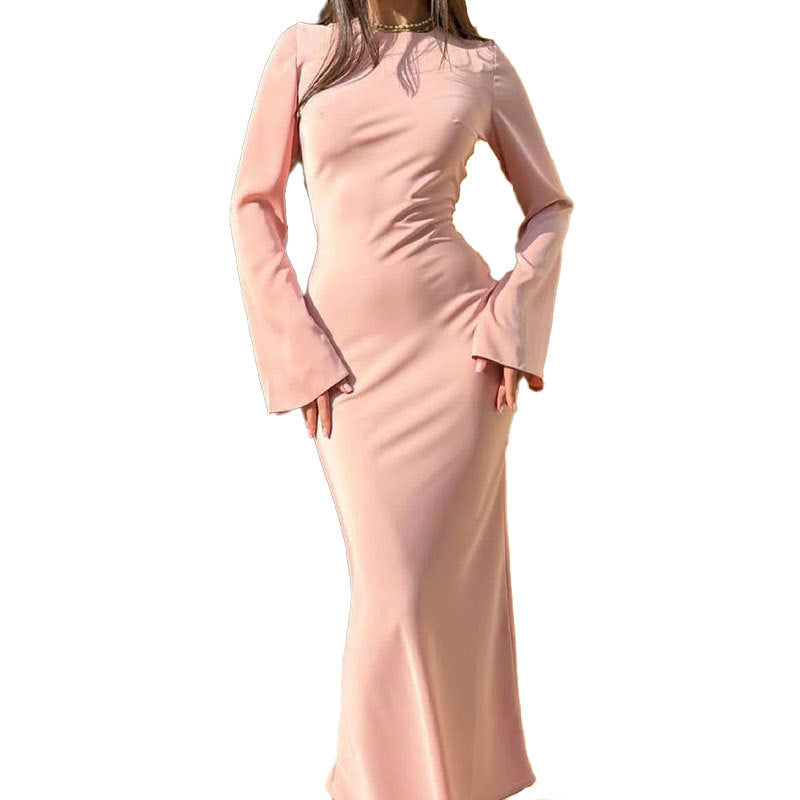 Damen elegantes Maxikleid mit weitem Schnitt und eleganten Ärmeln R&B