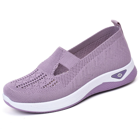 Damen Bequeme Slip-On Freizeitschuhe mit atmungsaktivem Strickoberteil R&B