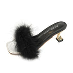 Damen Glamouröse Pantoletten mit Schmuckdetails und flauschiger Applikation EB