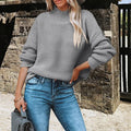 Damen kuscheliger Pullover mit hohem Kragen und strukturiertem Strickmuster R&B