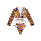 Damen Bikiniset mit langärmligem Oberteil und stylischem Cut-Out R&B