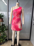 Damen Plissiertes Abendkleid mit asymmetrischem Ausschnitt