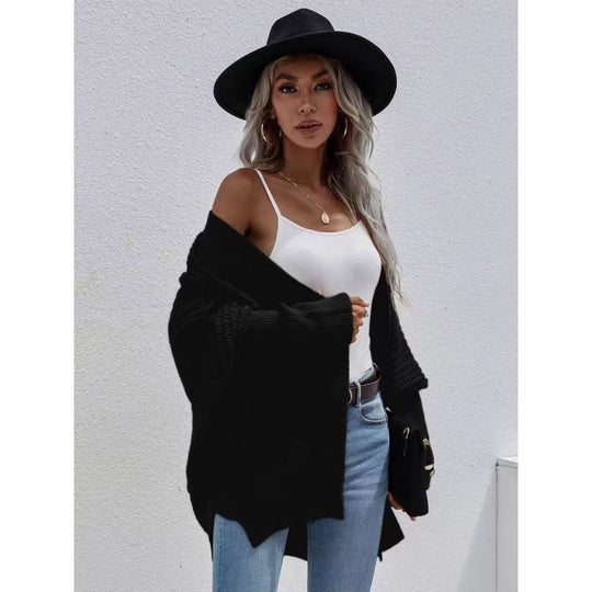 Damen luftige Strickjacke mit offenes Design und feiner Maschenstruktur R&B