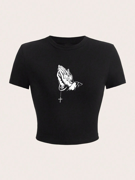 Damen Crop-Top mit auffälligem Schriftzug R&B