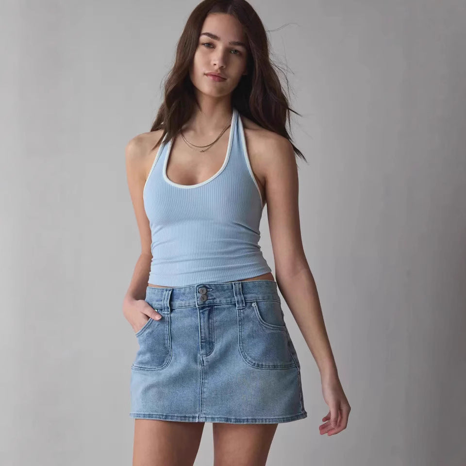 Damen Denim Minirock mit hochwertigen Taschen und modernem Schnitt R&B