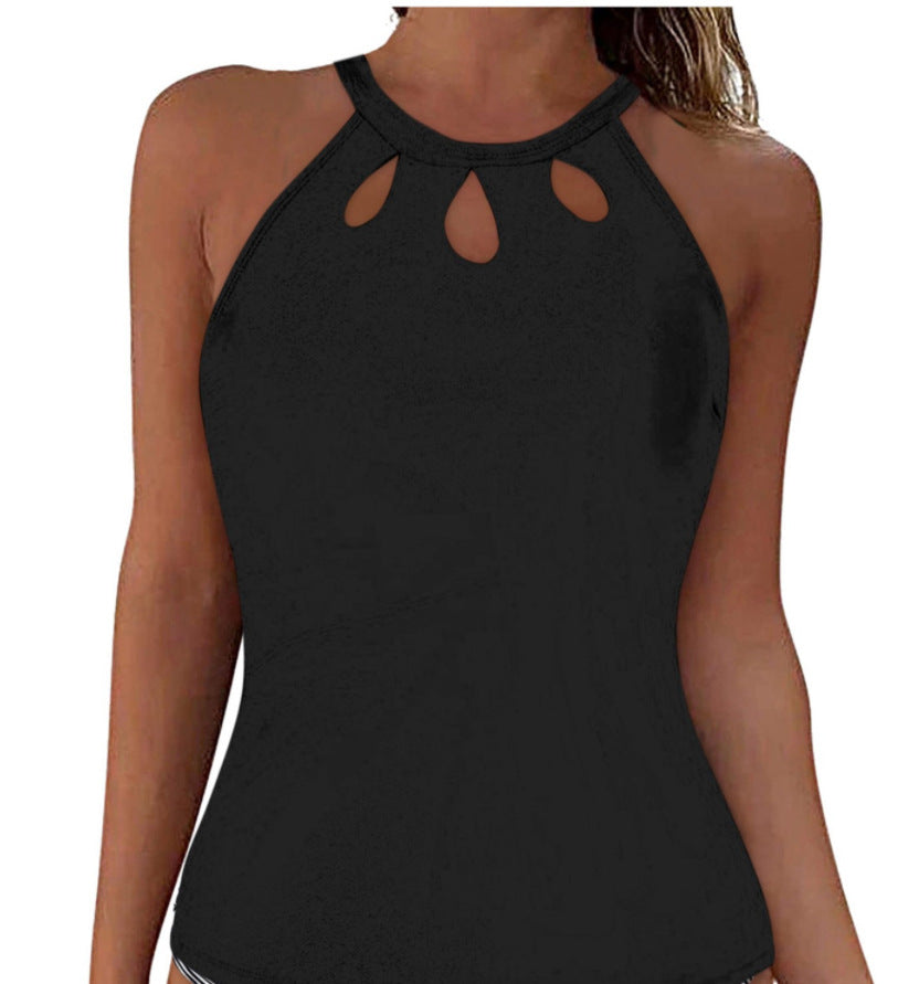 Damen Sportliches Tankini-Oberteil mit modischem Rundhalsausschnitt und Cut-Outs R&B