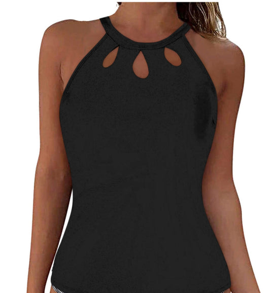 Damen Sportliches Tankini-Oberteil mit modischem Rundhalsausschnitt und Cut-Outs R&B