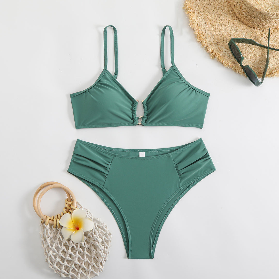 Damen modischer Triangel-Bikini mit seitlichen Raffungen R&B
