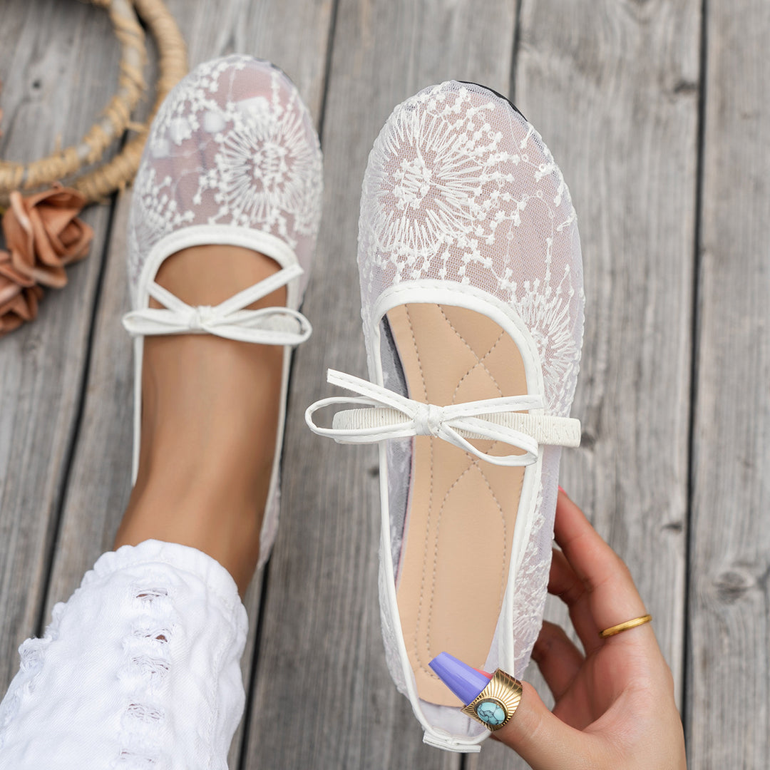 Damen Elegante Spitzenschuhe mit dekorativen Schleifen und funkelnden Akzenten R&B