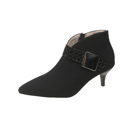 Damen Ankle-Boots mit modischem Riemen und elegantem Blockabsatz R&B