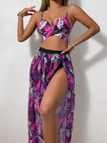 Damen Zweiteiler Bademode mit hohem Beinausschnitt und floralem Design R&B