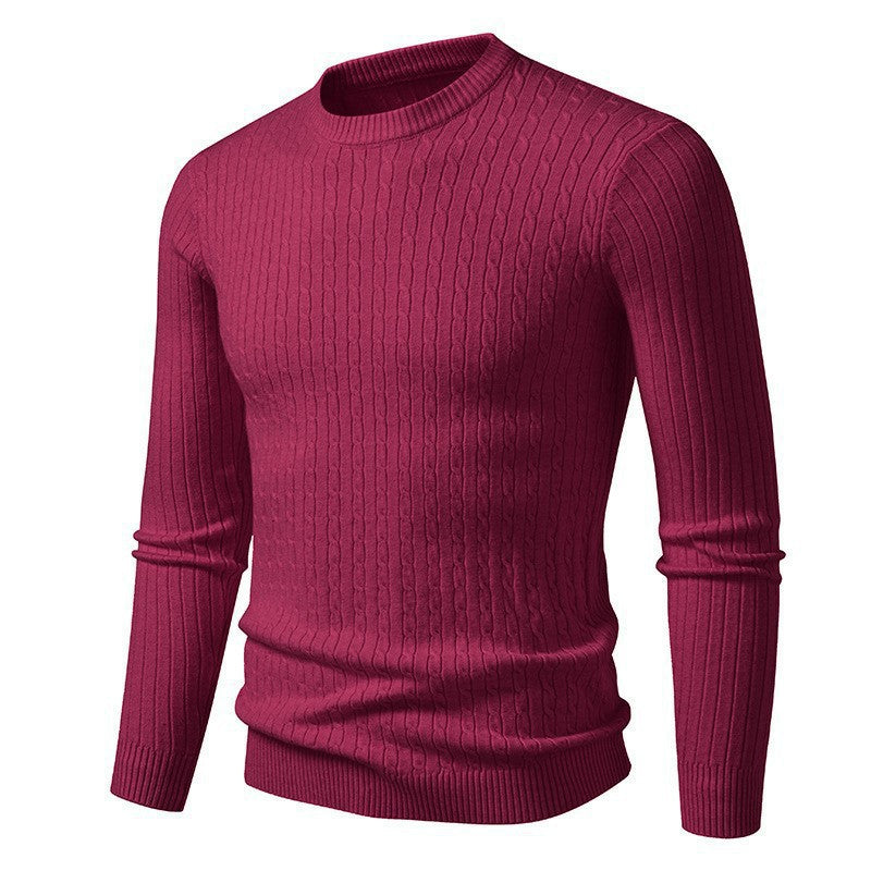 Herren modischer Strickpullover mit strukturiertem Zopfdesign R&B
