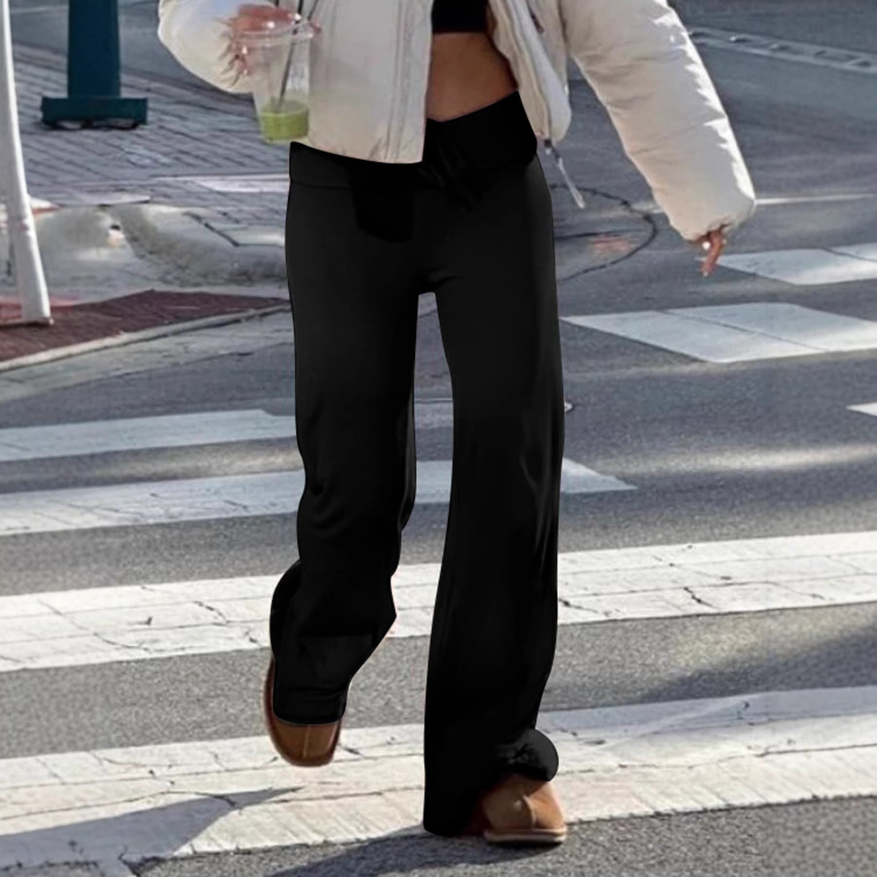 Damen weite Freizeit-Hose mit verstellbarem Bund und komfortablem Schnitt R&B