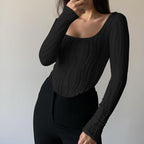 Damen Langarmshirt mit Wellenmuster