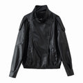 Damen Kunstlederjacke mit modischem Stehkragen und praktischen Taschen R&B