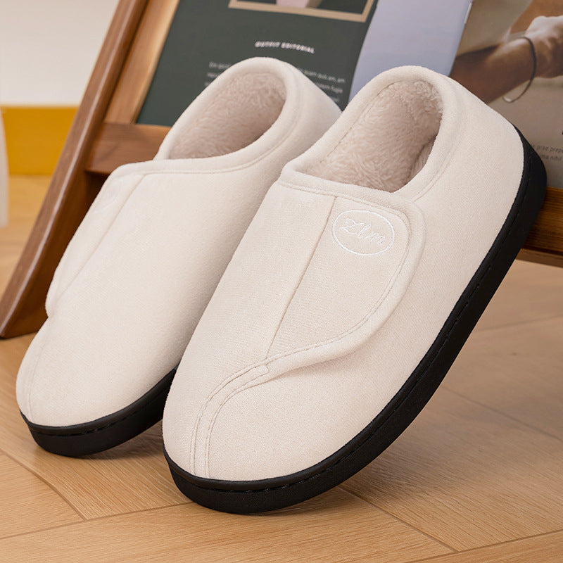 Damen Bequeme und warme Hausschuhslipper mit verstellbarem Klettverschluss R&B