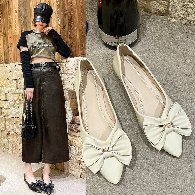 Damen elegante Ballerinas mit schickem Schleifenakzent R&B