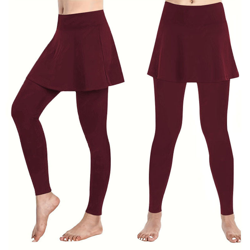 Damen Leggings mit rockähnlicher Einlage und hohem Bund R&B
