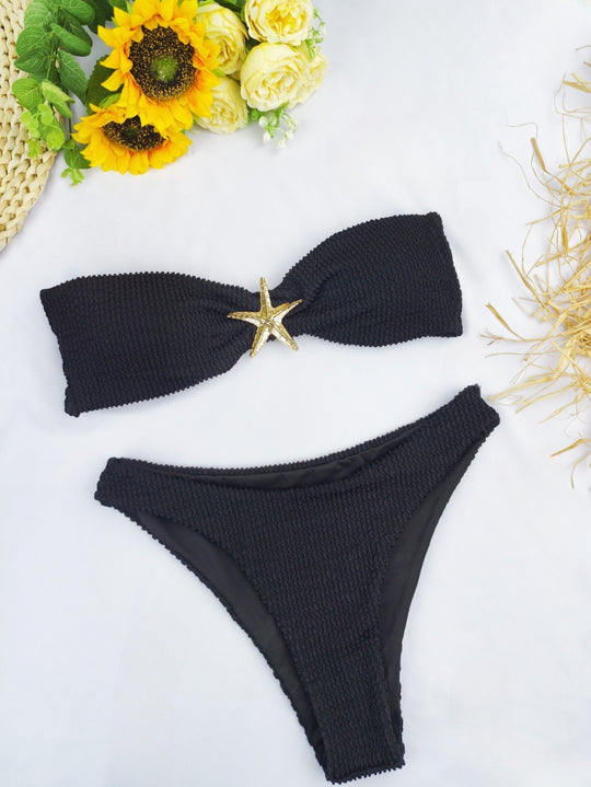 Damen Bandeau-Bikini mit funkelndem Sternen-Detail R&B
