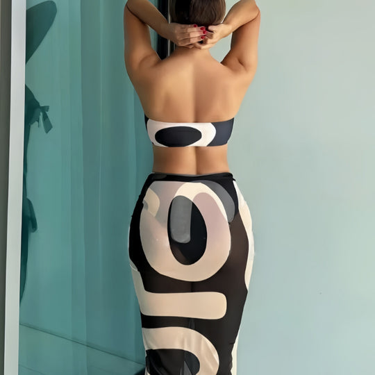Damen Bandeau-Bikini mit kombinierbarem Wickelrock R&B