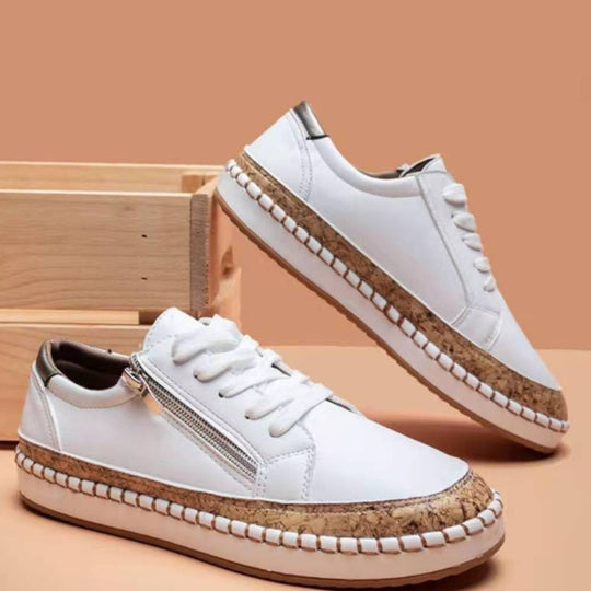Damen Modische Sneaker mit buntem Muster und hochwertigem Korkrand R&B