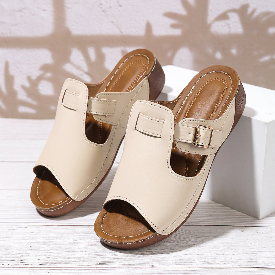 Damen Offene Mules mit verstellbarem Riemen und anatomischem Fußbett R&B