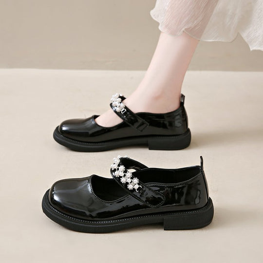 Damen elegante Mary Jane Schuhe mit funkelnder Perlenverzierung R&B