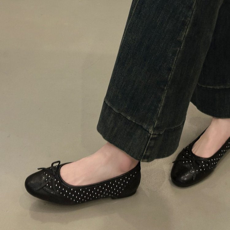 Damen Ballerinas mit verspieltem Schleifen-Design und atmungsaktiver Plattformsohle R&B