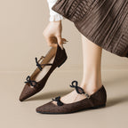 Damen Ballerinas mit modischem Punkte-Design und dekorativen Schleifen