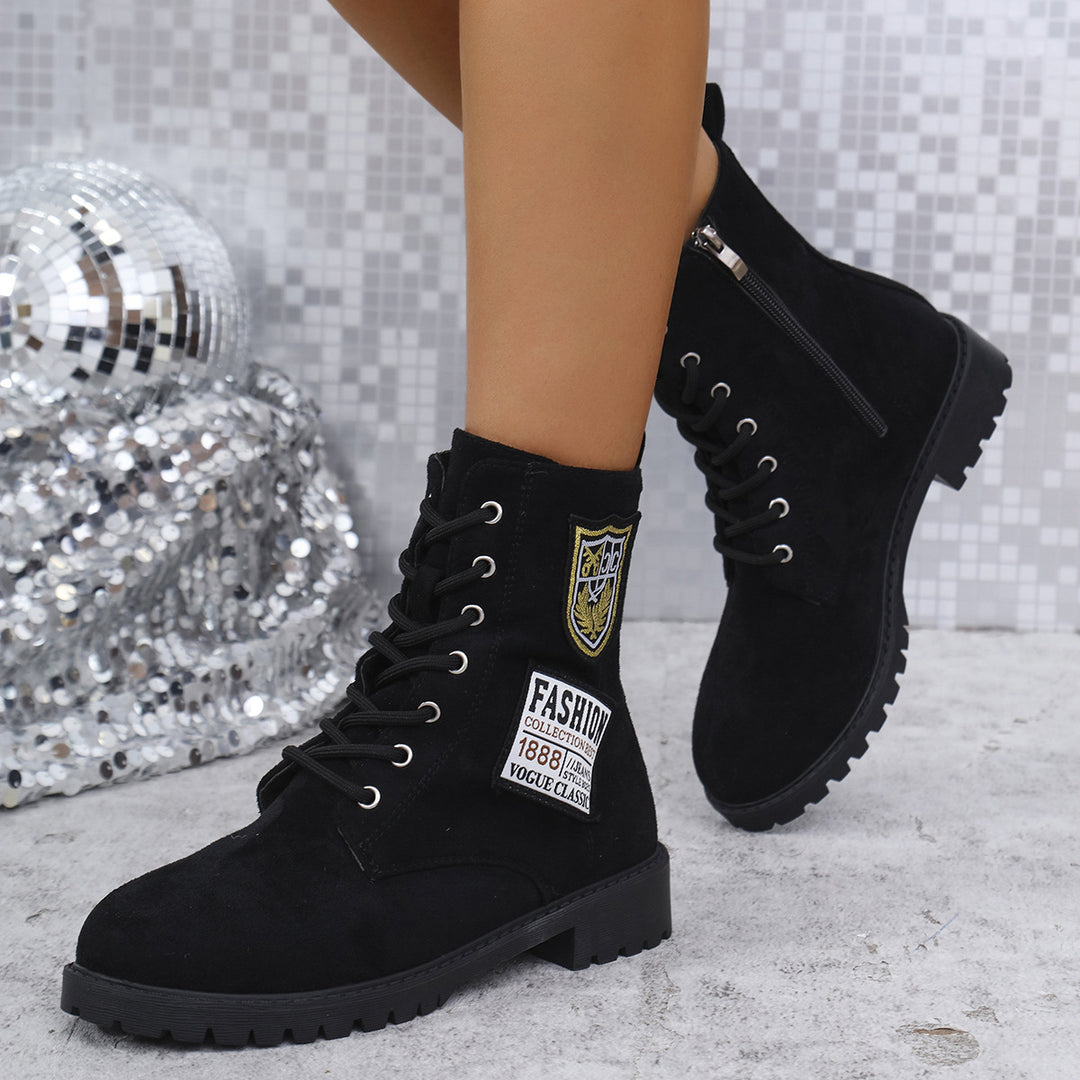 Damen Schnürstiefeletten mit modischem Patch-Design R&B
