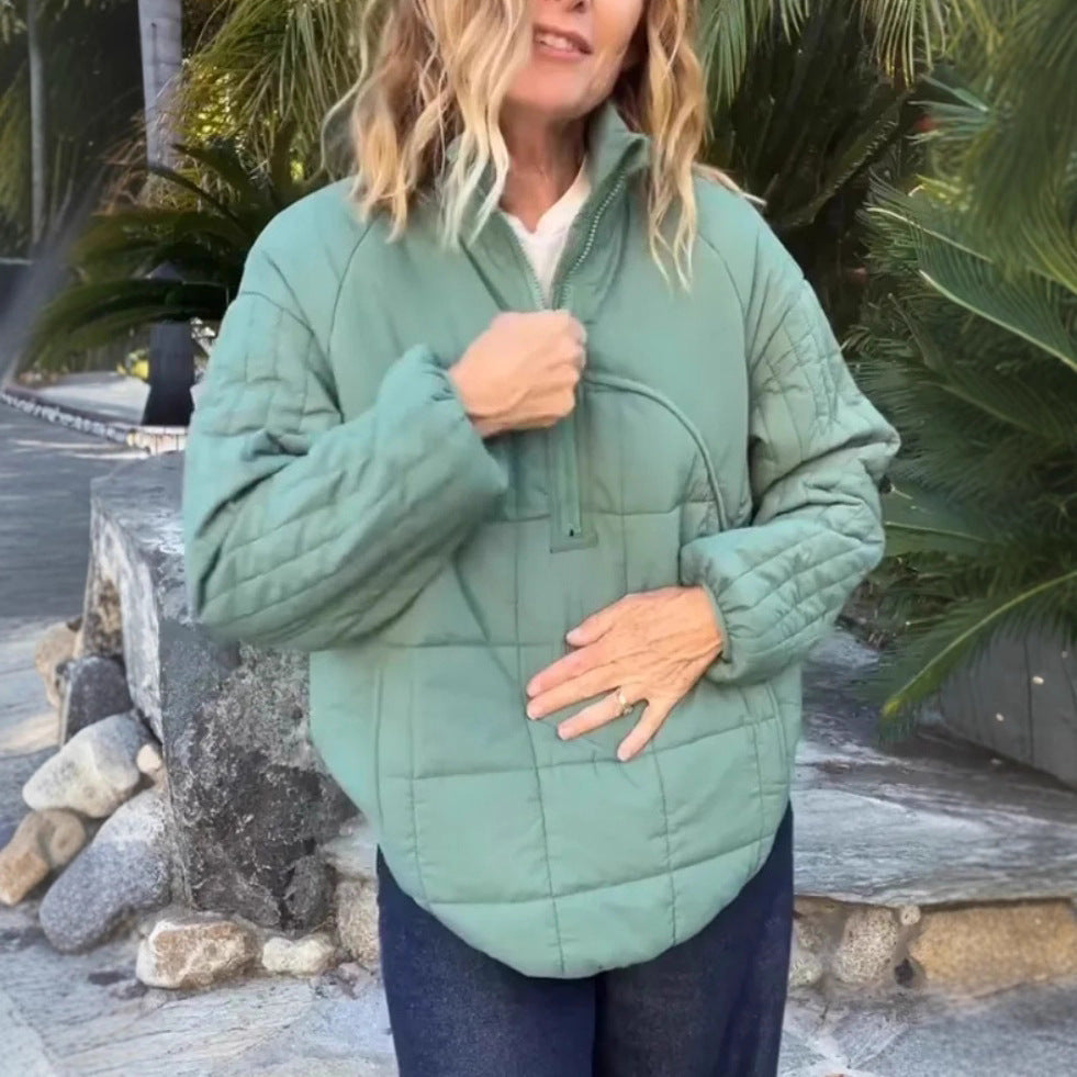 Steppjacke Damen mit hohem Kragen und Reißverschluss