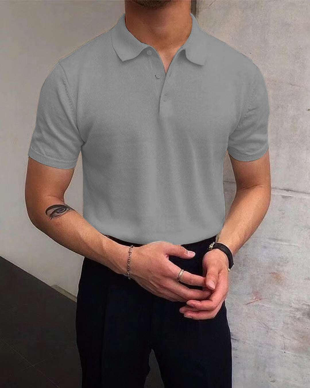 Herren Polo-Shirt aus atmungsaktiver Baumwolle mit elegantem Kragen R&B