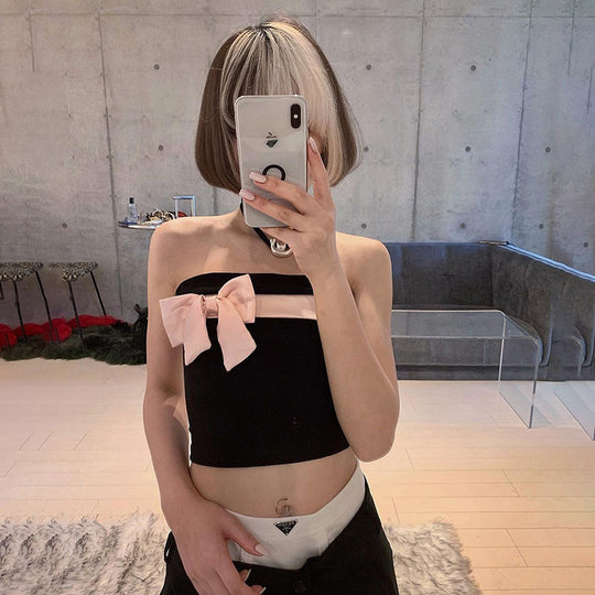 Damen bandeau Oberteil mit elegantem Schleifenakzent R&B