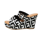 Damen Wedge-Sandalen mit modischem Riemendesign und buntem Mustermix R&B