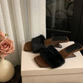 Damen Slipper mit luxuriösem Kunstfell und elegantem Blockabsatz R&B