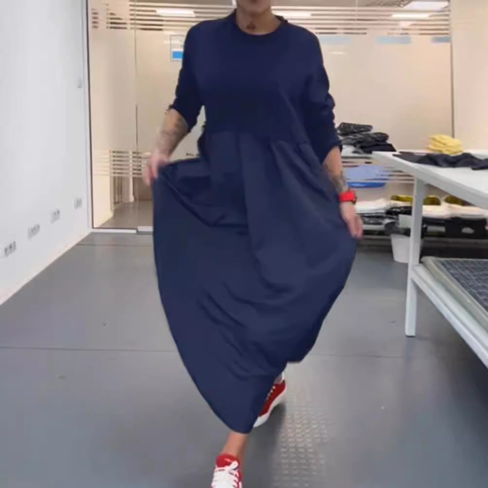 Damen nan Oversize-Maxikleid mit tiefer Passe und seitlichen Eingrifftaschen R&B