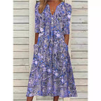 R&B | Blumen Midi Kleid mit Taschen