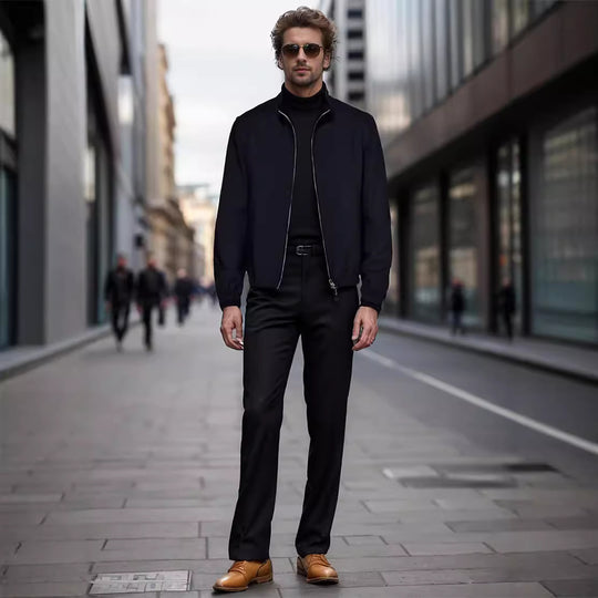 Herren elegante und funktionale Übergangsjacke mit hohem Kragen R&B