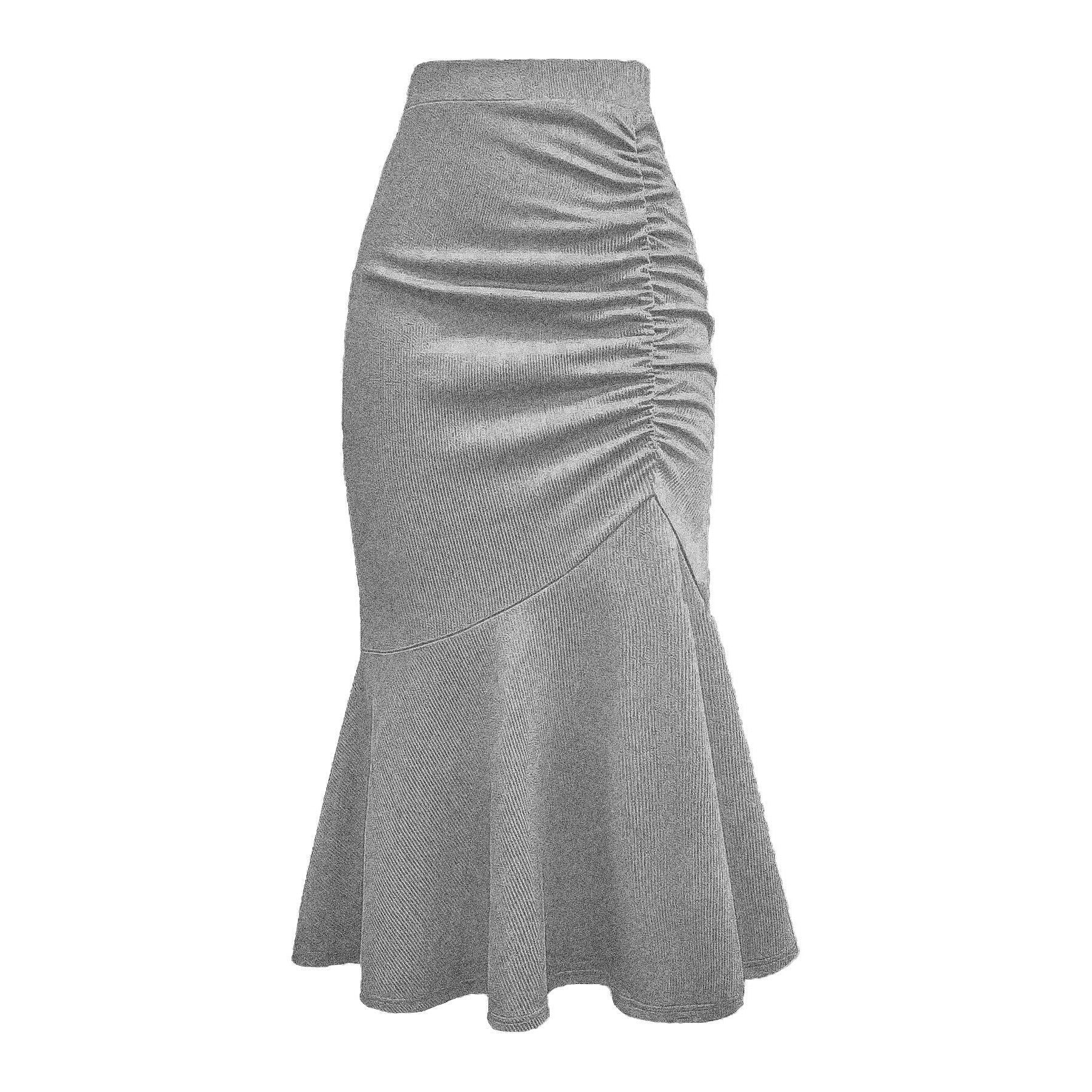 Damen eleganter Midirock mit asymmetrischem Schnitt und Raffung R&B
