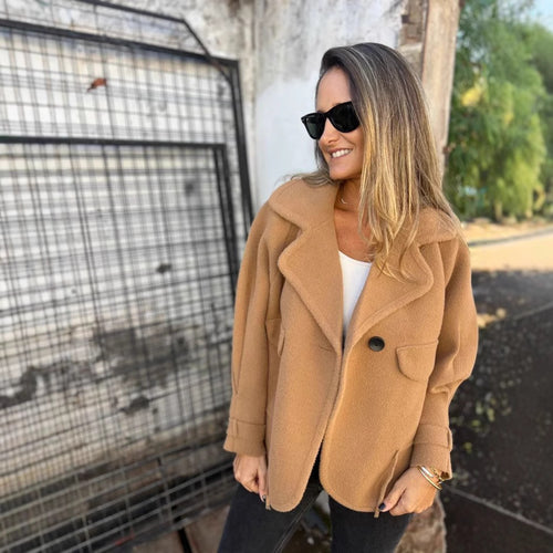 Damen Oversized Nachtjacke aus weichem Wollmix mit praktischen Taschen R&B