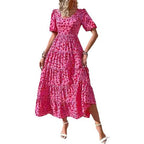 Damen Maxikleid mit Puffärmeln und Rüschendetails R&B