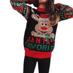 Damen Weihnachtspullover mit festlichem Rentier-Motiv und kunterbunten Strickdetails R&B