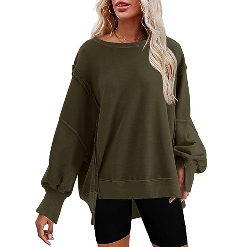 Damen Komfortabler Oversized Pullover mit lässigen Puffärmeln R&B