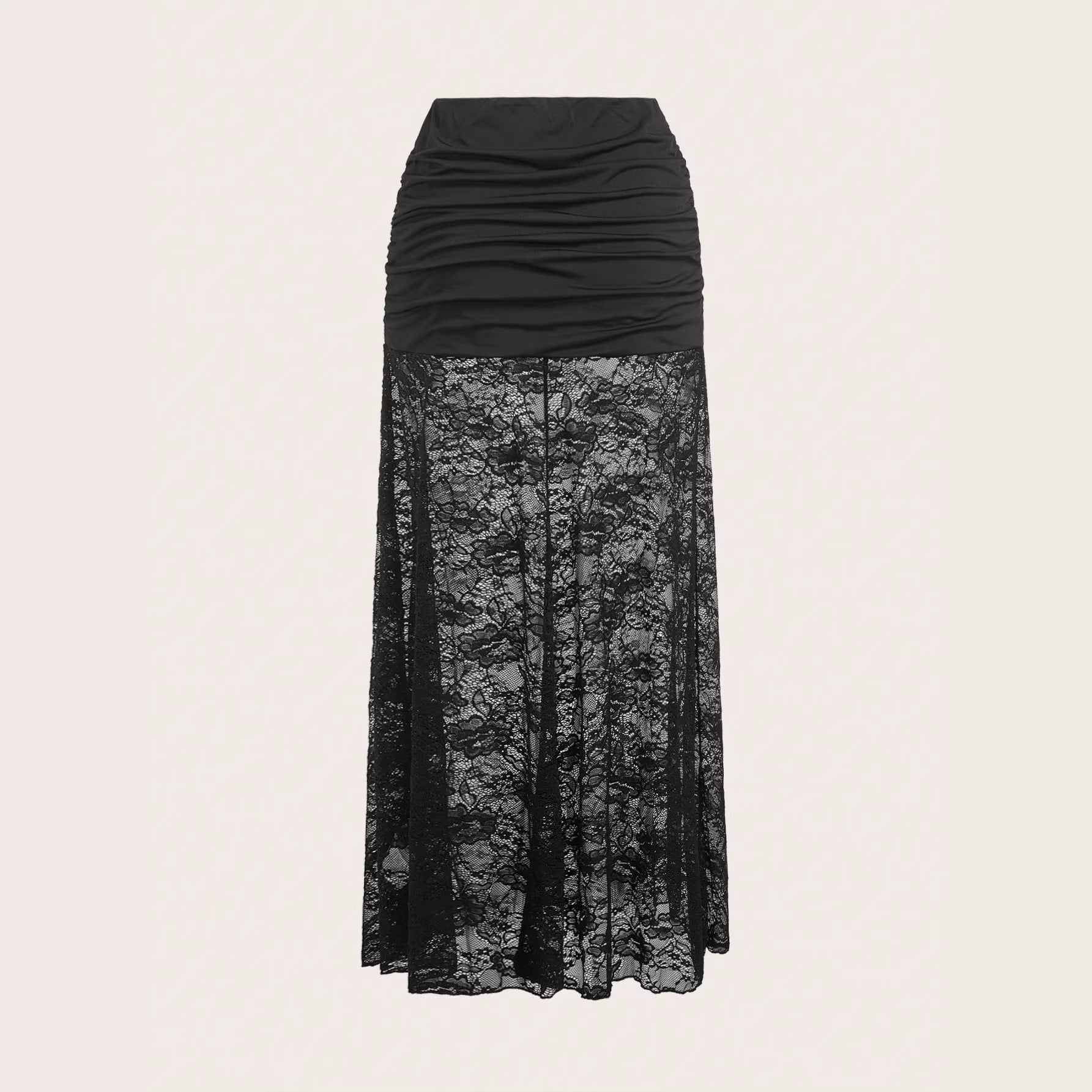 Damen nan Maxirock mit gerafftem Mini-Innenslip und floralem Spitzen-Überwurf R&B
