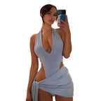 Damen Wickelkleid mit raffinierten Bindungen und tiefem V-Ausschnitt R&B