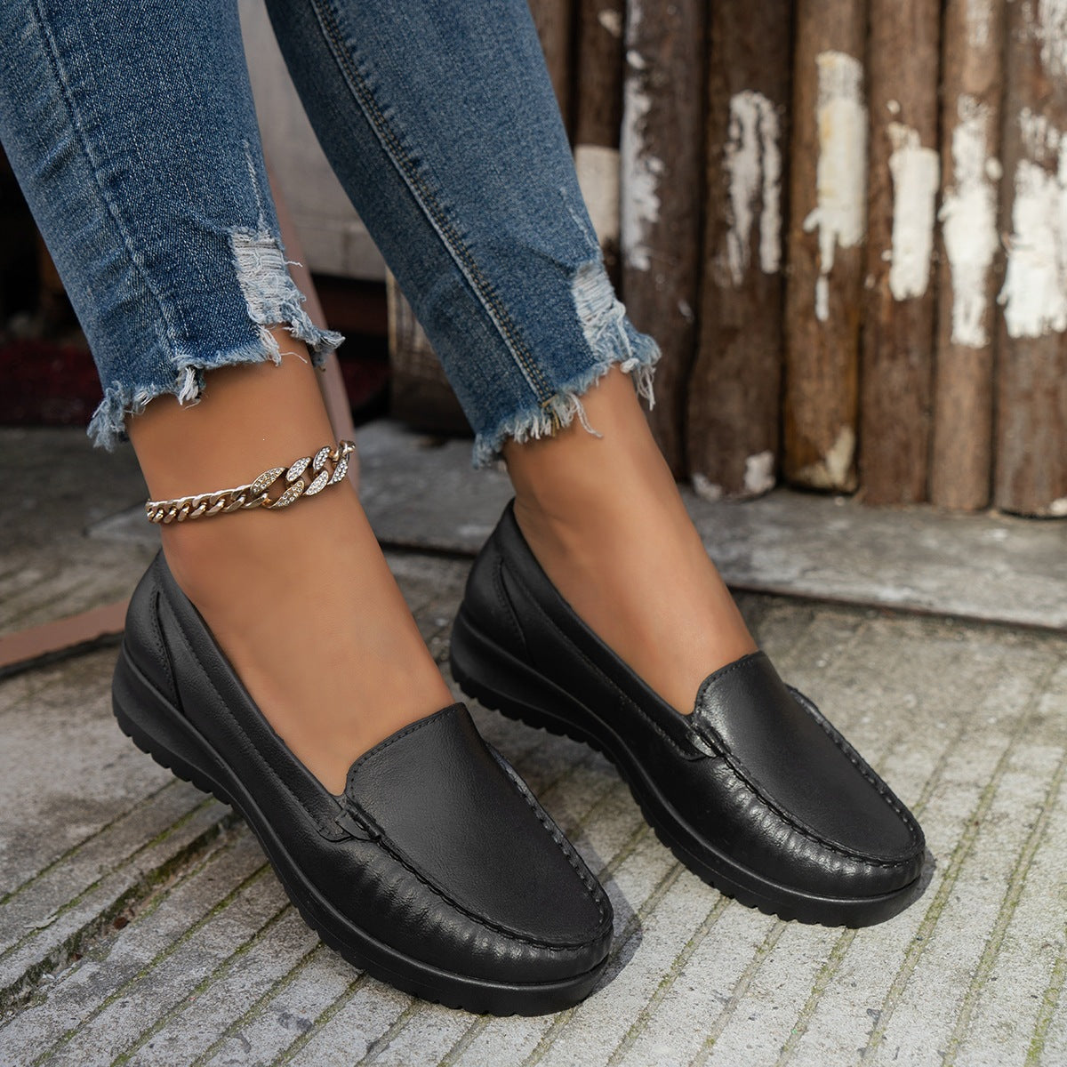 Damen Komfortable Slip-On Mokassins R&B