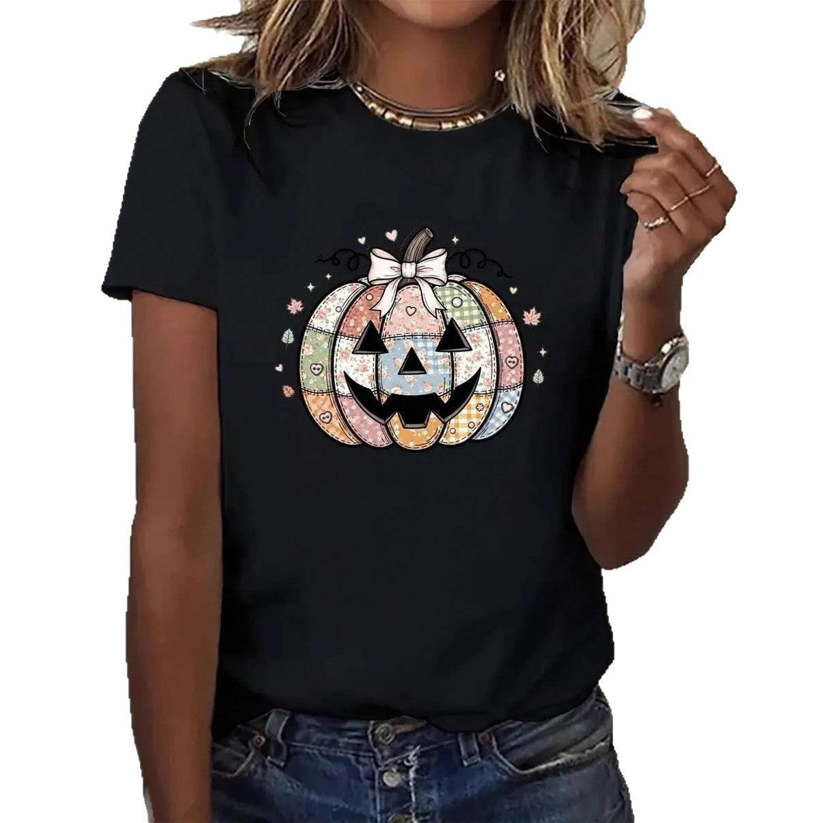 Damen T-Shirt mit stylischem Kürbis-Motiv und aufregendem Animal-Print R&B